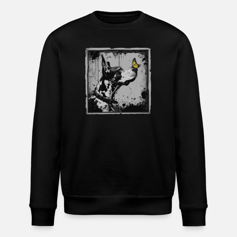 Lustige Dogge und Schmetterling - Stanley/Stella Unisex Bio-Sweatshirt ROLLER - Schwarz