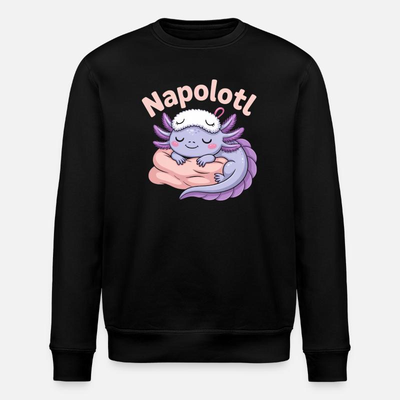 Napolotl Schlafender Axolotl Kawaii - Stanley/Stella Unisex Bio-Sweatshirt ROLLER - Schwarz