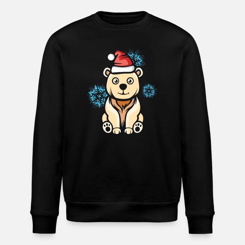 Christmas Polar Bear with Snowflakes - Stanley/Stella ROLLER Unisex Organic Sweatshirt - black