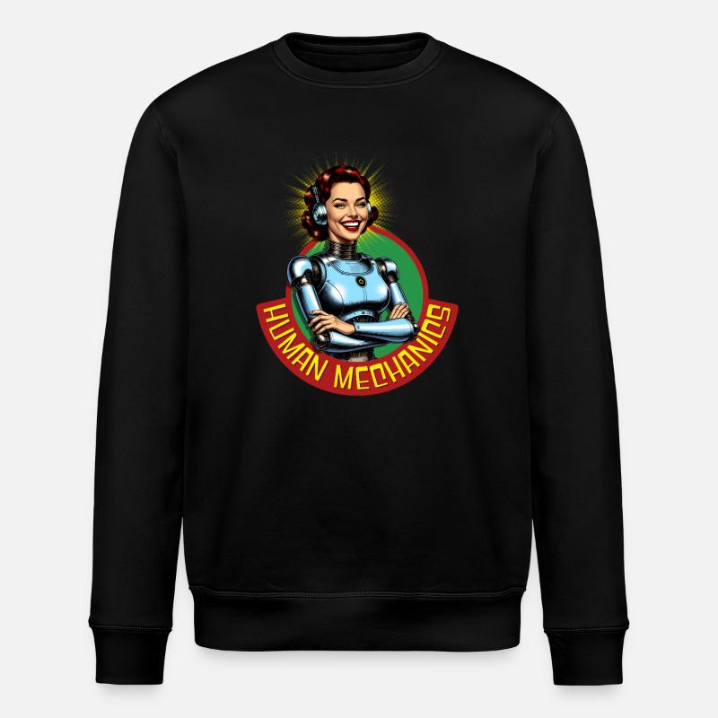 Humaine Mécanique rétro rayonnante - Sweat bio ROLLER Stanley/Stella Unisexe - noir