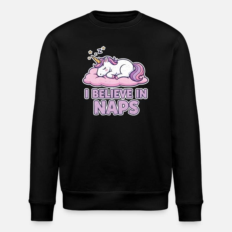 Sleeping Unicorn on Cloud – Naps - Stanley/Stella ROLLER Unisex Organic Sweatshirt - black