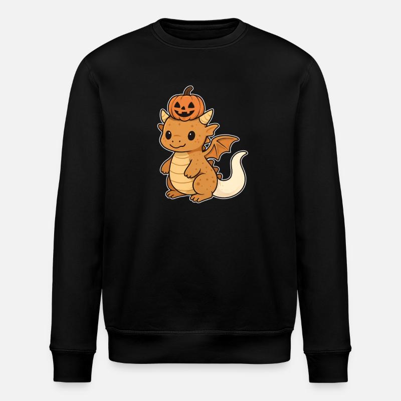 Kürbisdrache Kawaii Halloween - Stanley/Stella Unisex Bio-Sweatshirt ROLLER - Schwarz