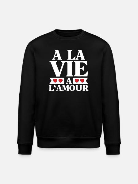 Life and Love Red Hearts - Stanley/Stella ROLLER Unisex Organic Sweatshirt - black
