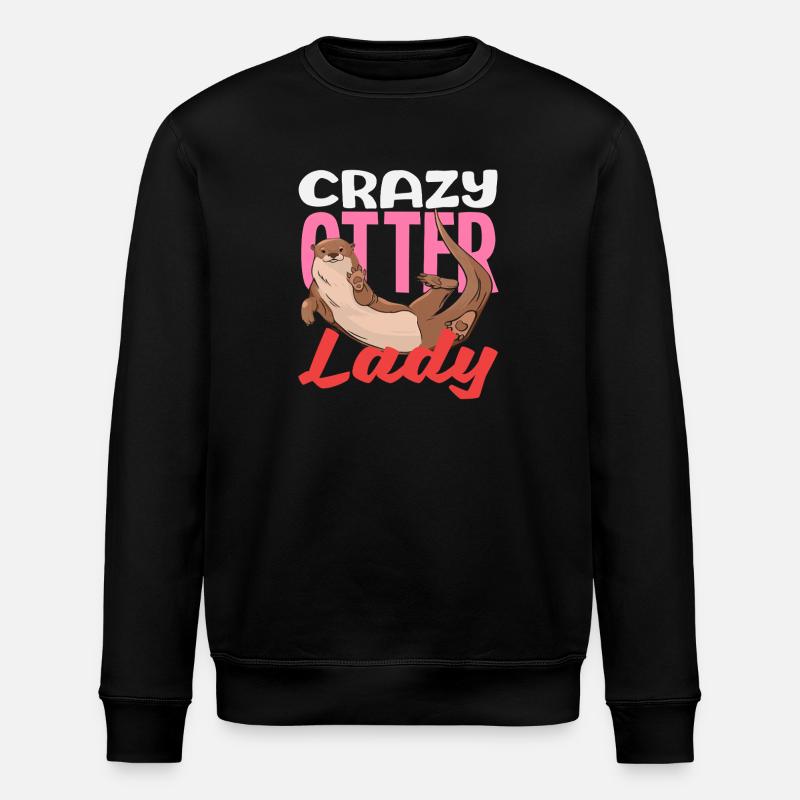 Verrückte Otterdame Seeotter Cartoon - Stanley/Stella Unisex Bio-Sweatshirt ROLLER - Schwarz