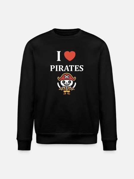 I like Pirates Skeleton Pirate - Stanley/Stella ROLLER Unisex Organic Sweatshirt - black