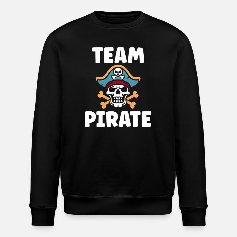 Crâne pirate et logo TEAM PIRATE - Sweat bio ROLLER Stanley/Stella Unisexe - noir