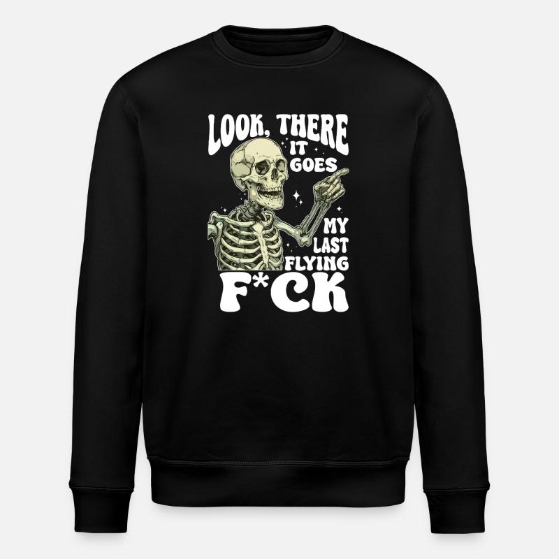 Halloween Skeleton Flying F*ck - Stanley/Stella ROLLER Unisex Organic Sweatshirt - black