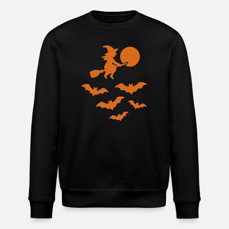 Flying Witch with Bats – Halloween Design - Stanley/Stella ROLLER Unisex Organic Sweatshirt - black