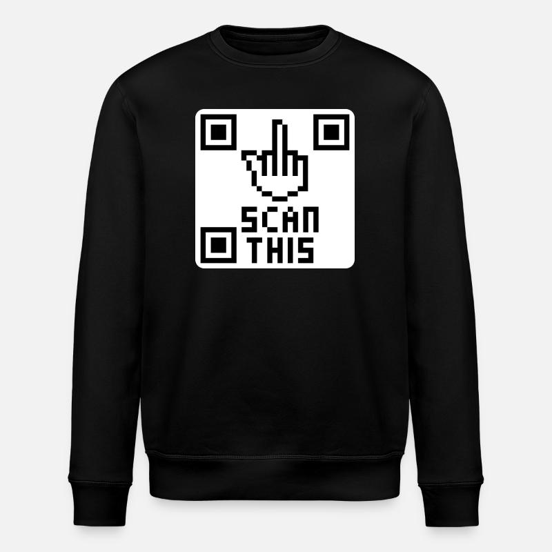 QRcode middle finger - Stanley/Stella ROLLER Unisex Organic Sweatshirt - black