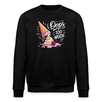  Oops Too Much Lustiges Eis Motiv Mit Schmelzender - Stanley/Stella Unisex Bio-Sweatshirt ROLLER - Schwarz - Vorne - Nik (191cm)