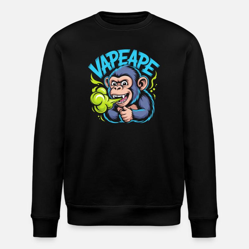 Vapeape Funny Monkey Graphic - Stanley/Stella ROLLER Unisex Organic Sweatshirt - black