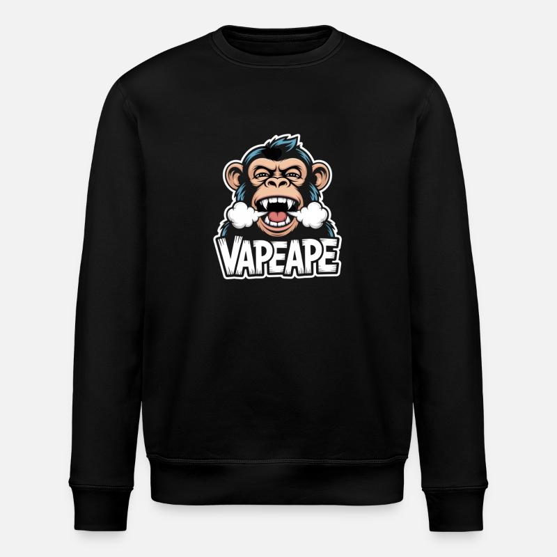 Vape Ape Funny Monkey Graphic - Stanley/Stella ROLLER Unisex Organic Sweatshirt - black