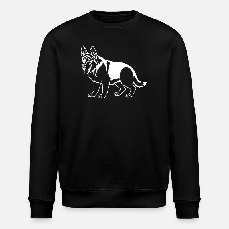 German Shepherd White - Stanley/Stella ROLLER Unisex Organic Sweatshirt - black