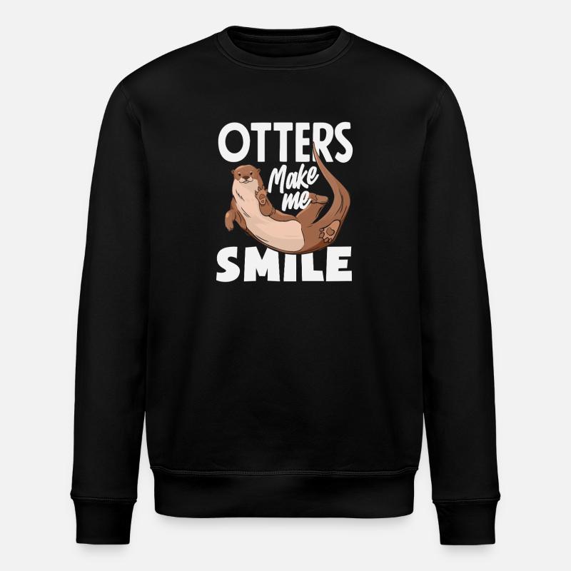 Smiling Sea Otter Cartoon - Stanley/Stella ROLLER Unisex Organic Sweatshirt - black