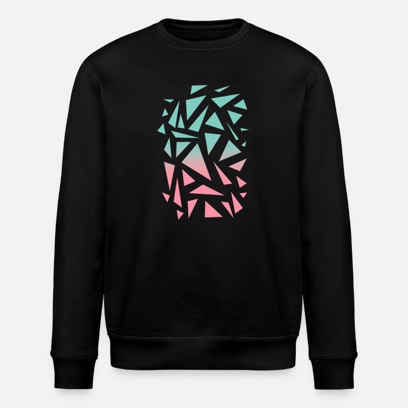 Triangle Pattern - Turquoise Pink - Stanley/Stella ROLLER Unisex Organic Sweatshirt - black