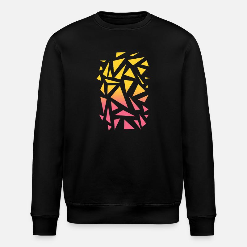 Triangle Pattern - Yellow Red - Stanley/Stella ROLLER Unisex Organic Sweatshirt - black