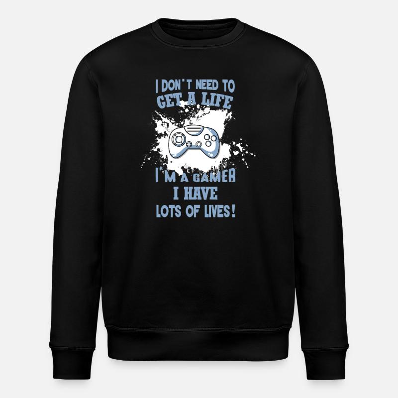 Gamer-Humor: voller Leben - Stanley/Stella Unisex Bio-Sweatshirt ROLLER - Schwarz