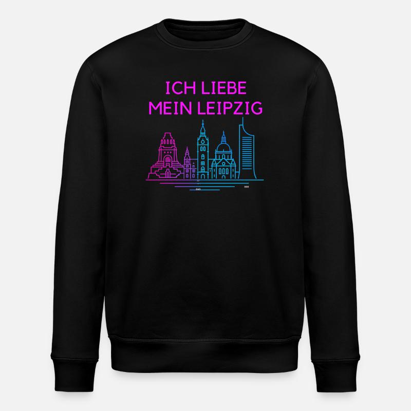 J’adore ma Leipzig Neon Skyline - Sweat bio ROLLER Stanley/Stella Unisexe - noir
