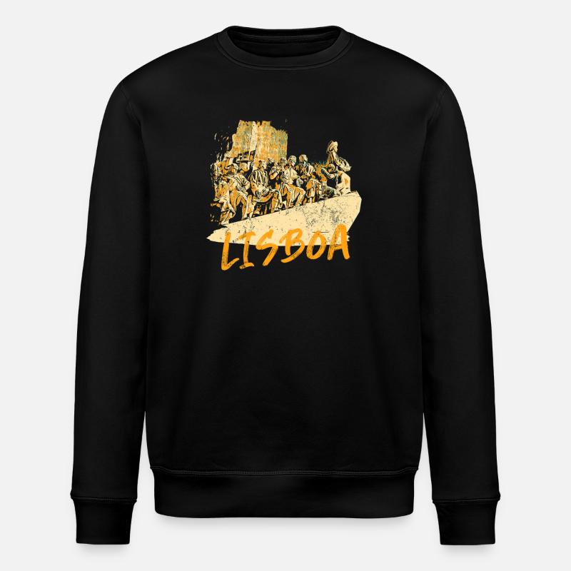 Monument Discoveries Lisbon ochre illustration - Stanley/Stella ROLLER Unisex Organic Sweatshirt - black