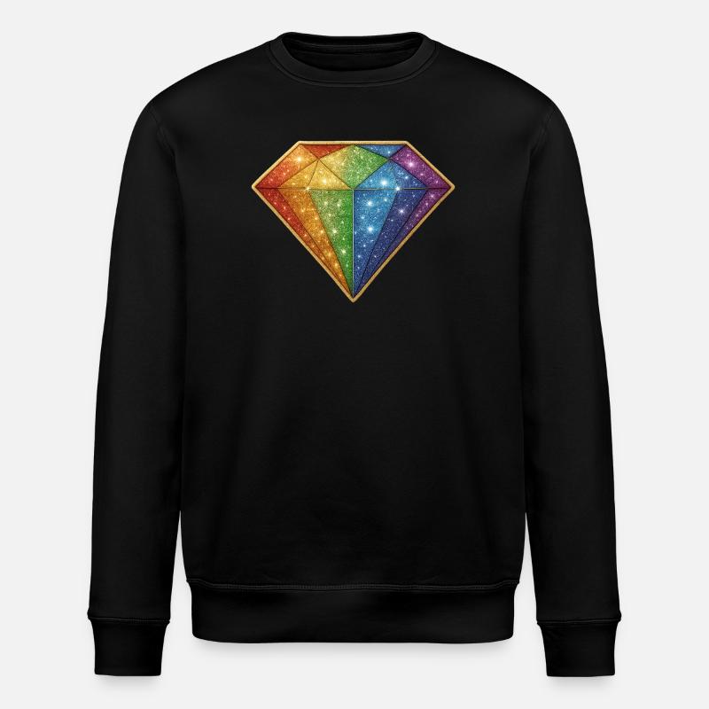 Rainbow Glitter Diamond - Stanley/Stella ROLLER Unisex Organic Sweatshirt - black