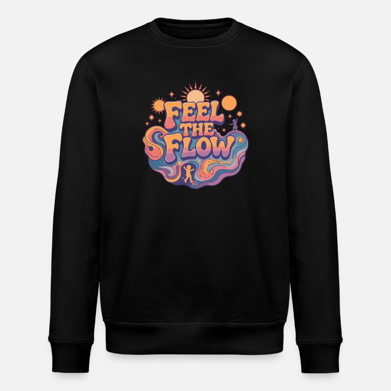 Psychedelic Retro – Feel the Flow - Stanley/Stella ROLLER Unisex Organic Sweatshirt - black