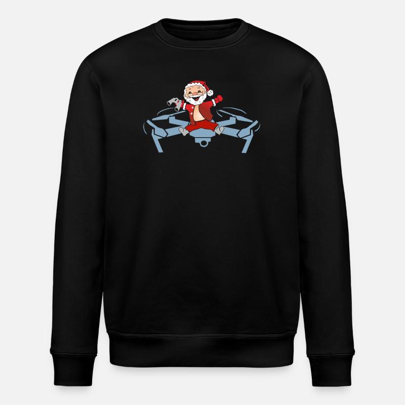 Weihnachtsmann auf Drohne Abenteuer - Stanley/Stella Unisex Bio-Sweatshirt ROLLER - Schwarz