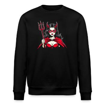 Teufelin Dreizack Hölle Teufelsweib Frau Teufel - Stanley/Stella Unisex Bio-Sweatshirt ROLLER - Schwarz - Vorne - Nik (191cm)