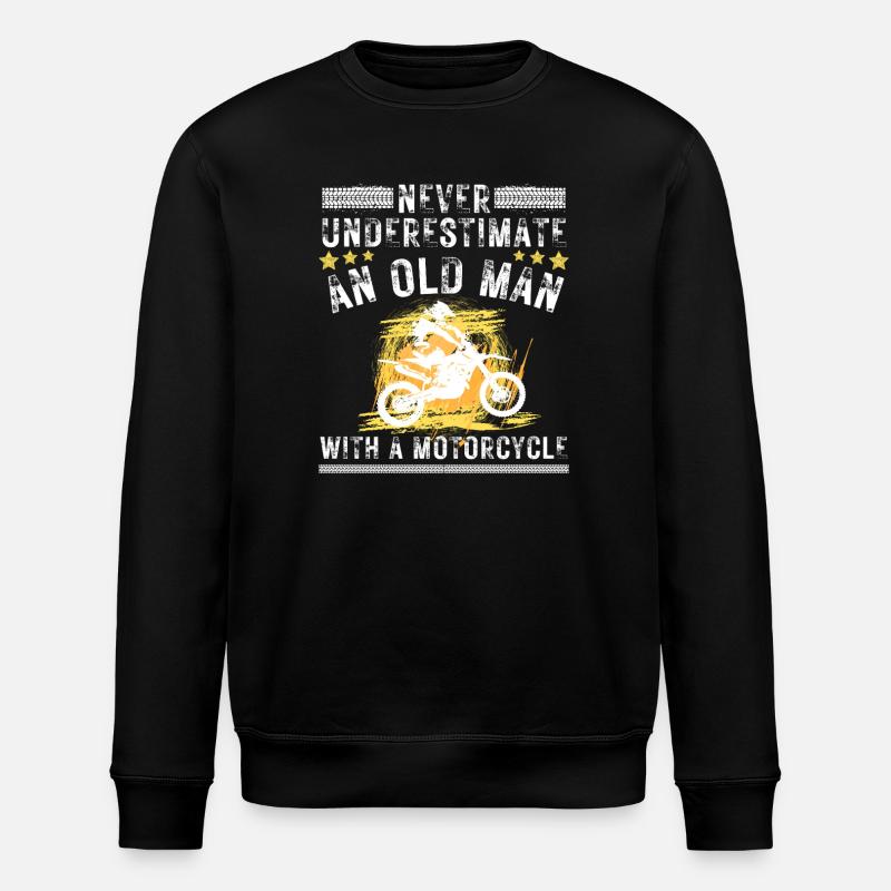 Old Man With Motorcycle - Stanley/Stella ROLLER Unisex Organic Sweatshirt - black