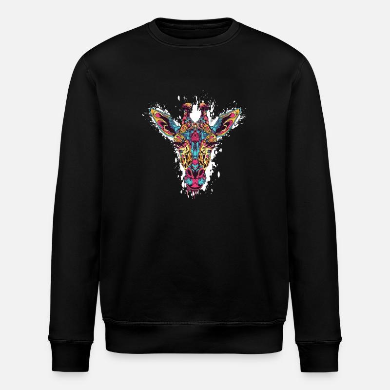 Kaleidoscope Giraffe Head - Stanley/Stella ROLLER Unisex Organic Sweatshirt - black