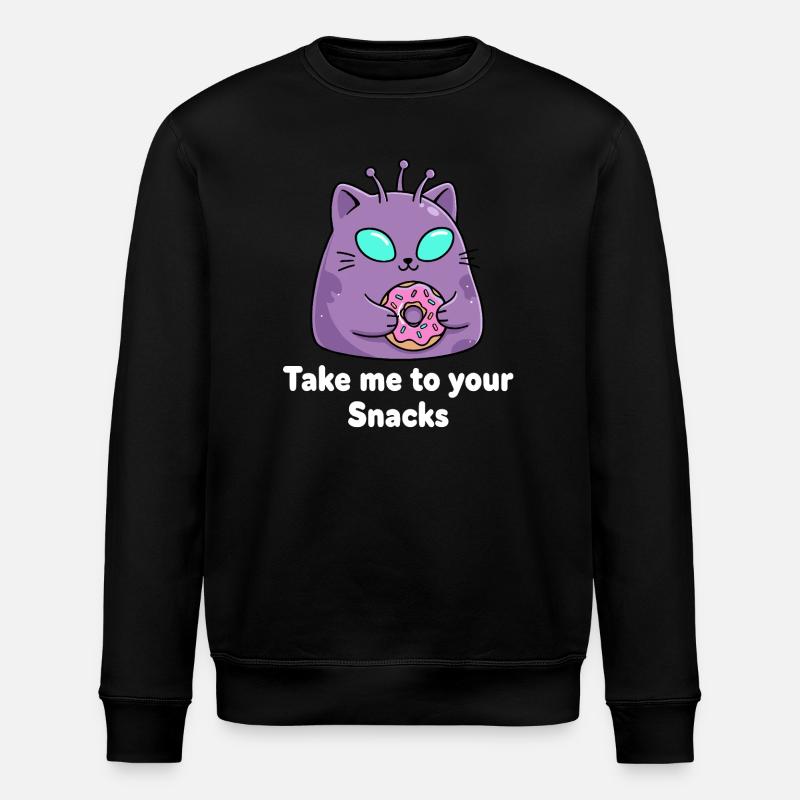 Cute Donut Cat Snack Seducer - Stanley/Stella ROLLER Unisex Organic Sweatshirt - black