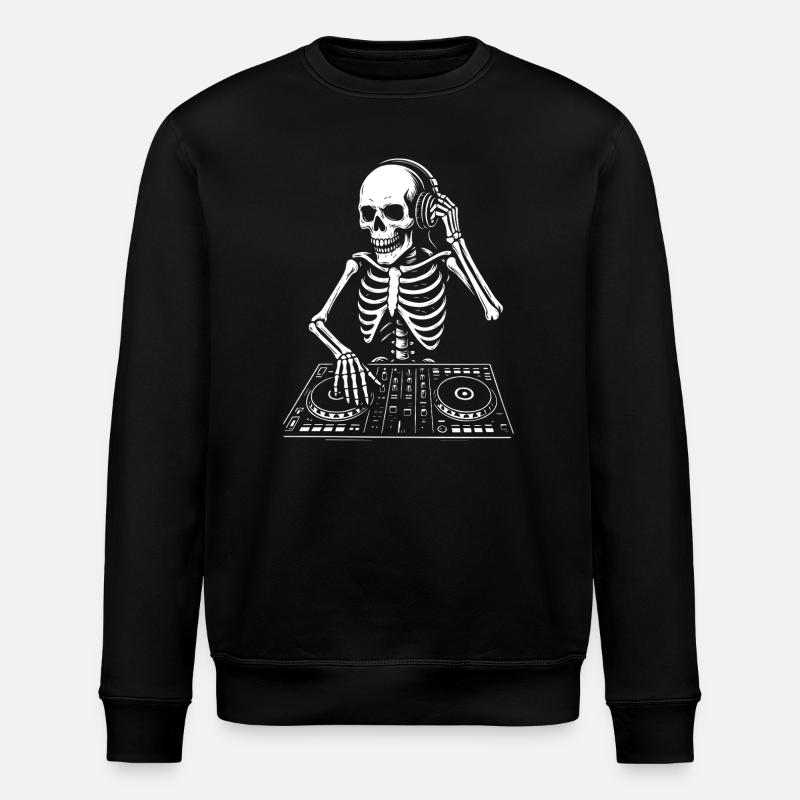 Skeleton DJ on the Deck - Stanley/Stella ROLLER Unisex Organic Sweatshirt - black