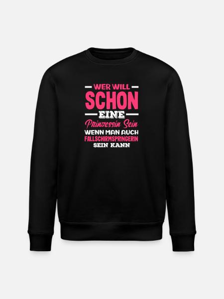 Skydiver Adrenaline Junkie Princess - Stanley/Stella ROLLER Unisex Organic Sweatshirt - black