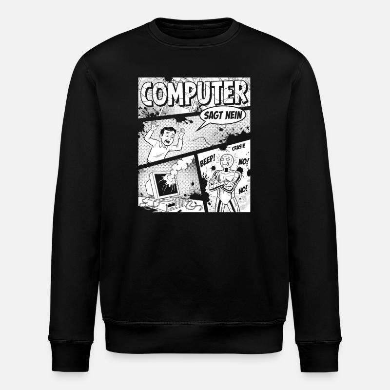 Retro Computer Comic Sagt Nein - Stanley/Stella Unisex Bio-Sweatshirt ROLLER - Schwarz