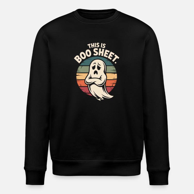 Ghost Halloween Retro - Stanley/Stella ROLLER Unisex Organic Sweatshirt - black