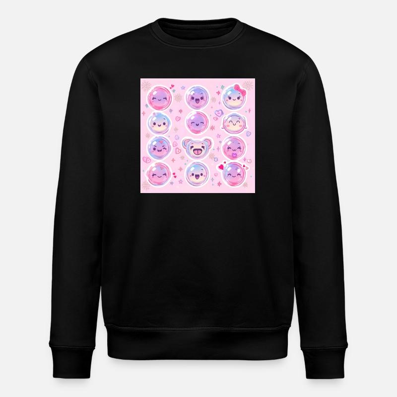 Pink Glow Pastell Kawaii Muster - Stanley/Stella Unisex Bio-Sweatshirt ROLLER - Schwarz