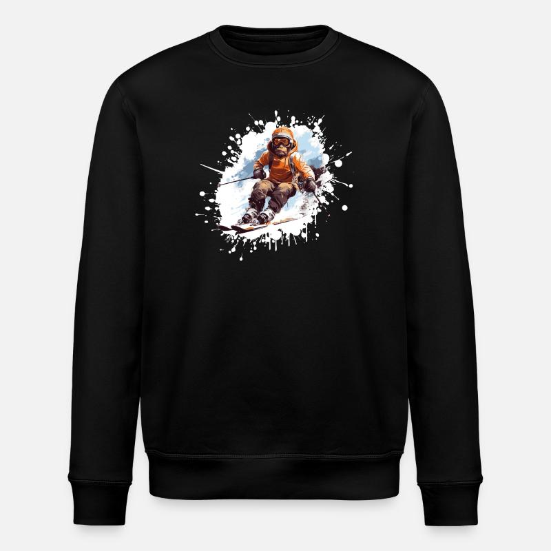 Affe Ski Skifahren - Stanley/Stella Unisex Bio-Sweatshirt ROLLER - Schwarz