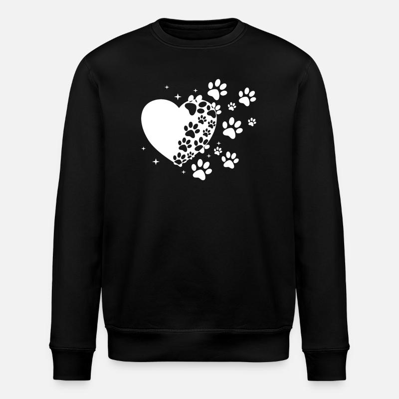 Pawprint Heart Stardust - Stanley/Stella ROLLER Unisex Organic Sweatshirt - black