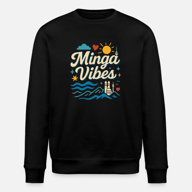 Minga Vibes Munich Skyline Design - Sweat bio ROLLER Stanley/Stella Unisexe - noir