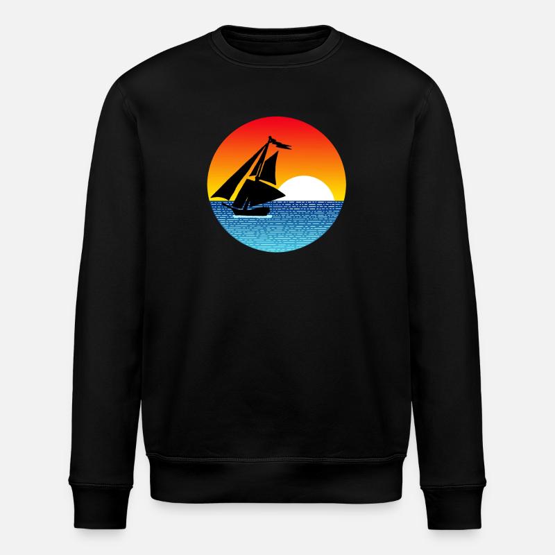 Segelboot bei Sonnenuntergang - Stanley/Stella Unisex Bio-Sweatshirt ROLLER - Schwarz