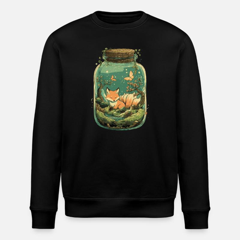 Magic Kitsune Fox Kawaii Terrarium - Stanley/Stella ROLLER Unisex Organic Sweatshirt - black