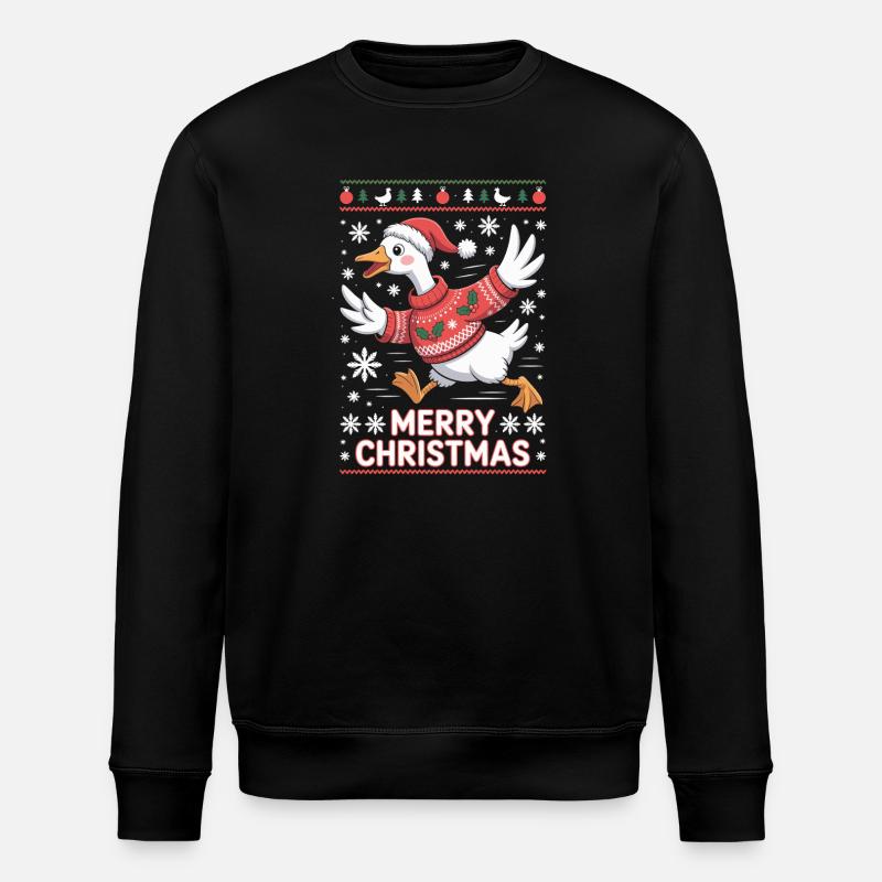 Christmas goose in sweater - Stanley/Stella ROLLER Unisex Organic Sweatshirt - black