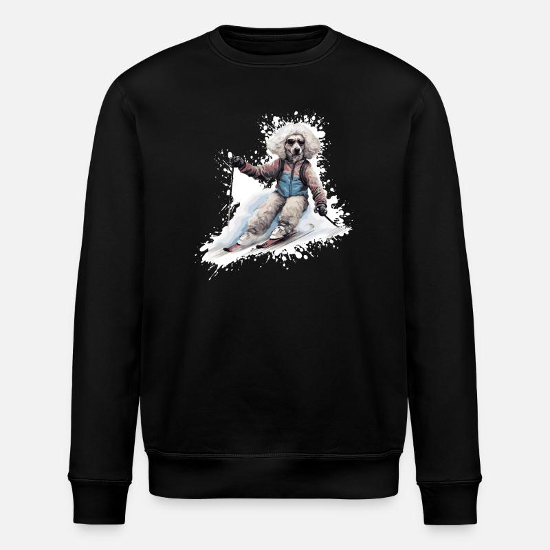 Poodle Dog Ski Skiing - Stanley/Stella ROLLER Unisex Organic Sweatshirt - black