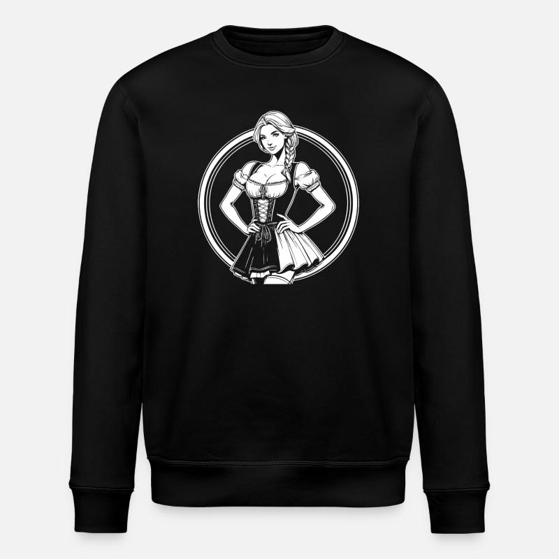 Cooles Dirndl Comic Design - Stanley/Stella Unisex Bio-Sweatshirt ROLLER - Schwarz