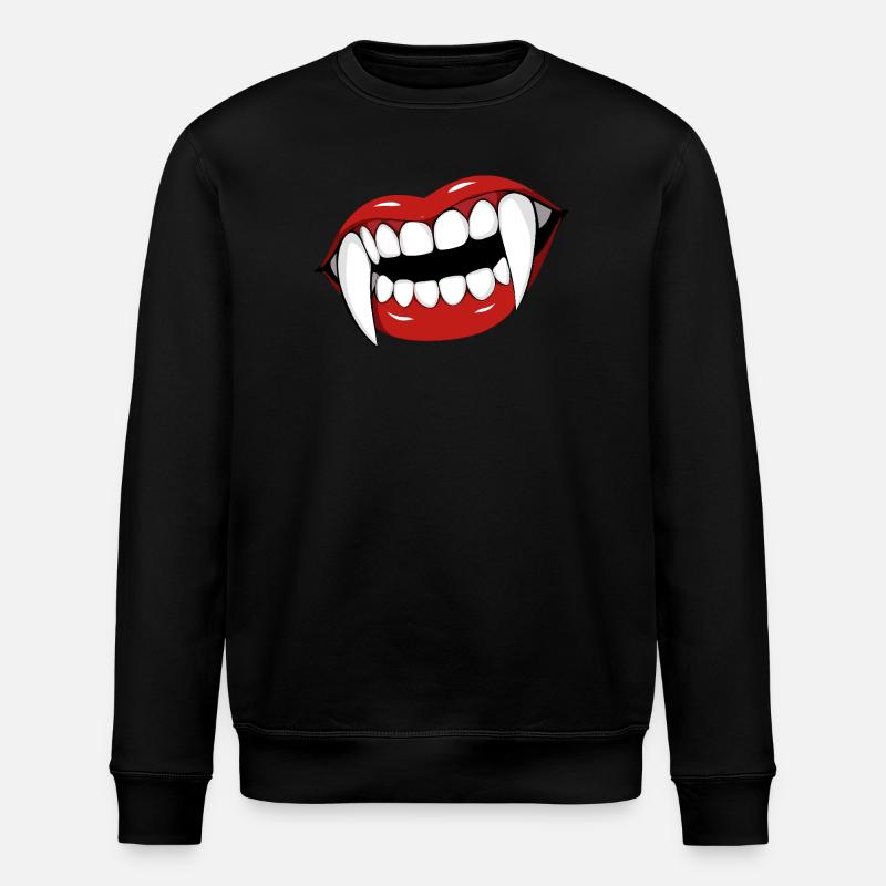 Vampire Lips Pop Art Halloween Party - Stanley/Stella ROLLER Unisex Organic Sweatshirt - black