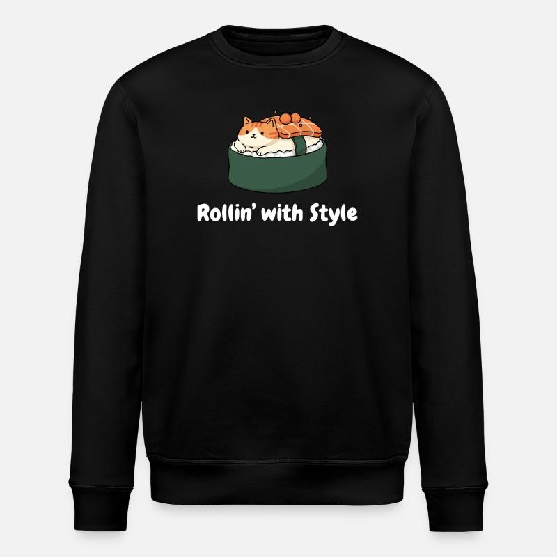 Sushi Cat Roll Style - Stanley/Stella ROLLER Unisex Organic Sweatshirt - black
