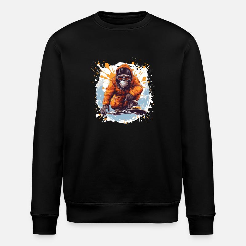 Affe Snowboard - Stanley/Stella Unisex Bio-Sweatshirt ROLLER - Schwarz