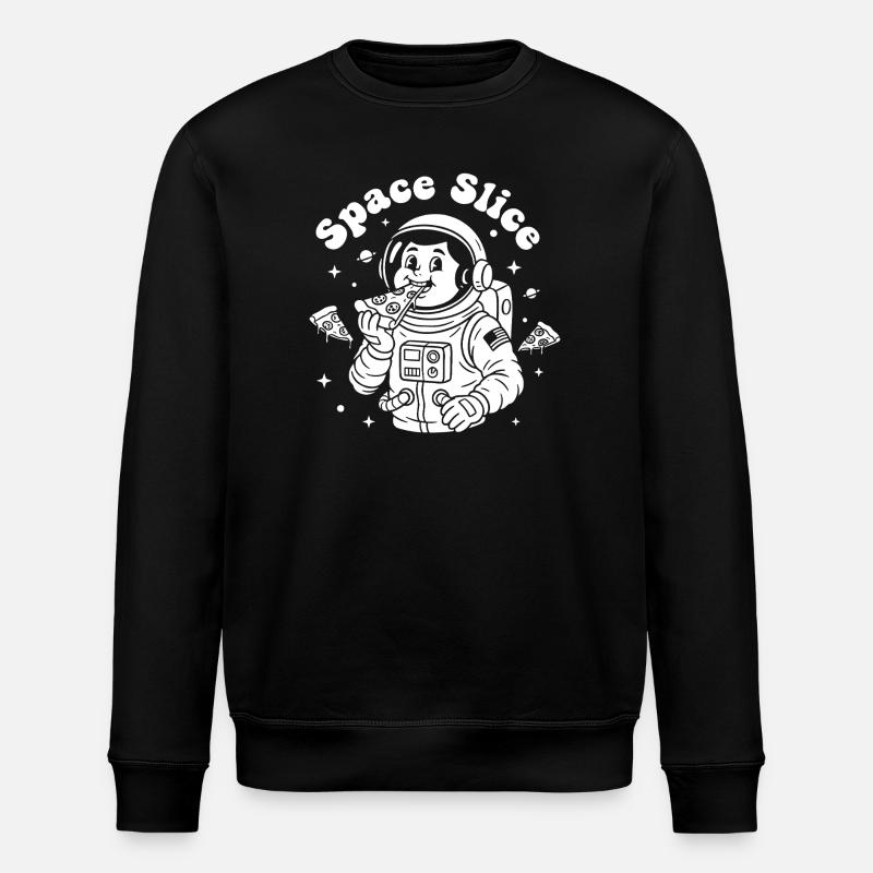 Space Slice Astronaut Pizza - Stanley/Stella ROLLER Unisex Organic Sweatshirt - black
