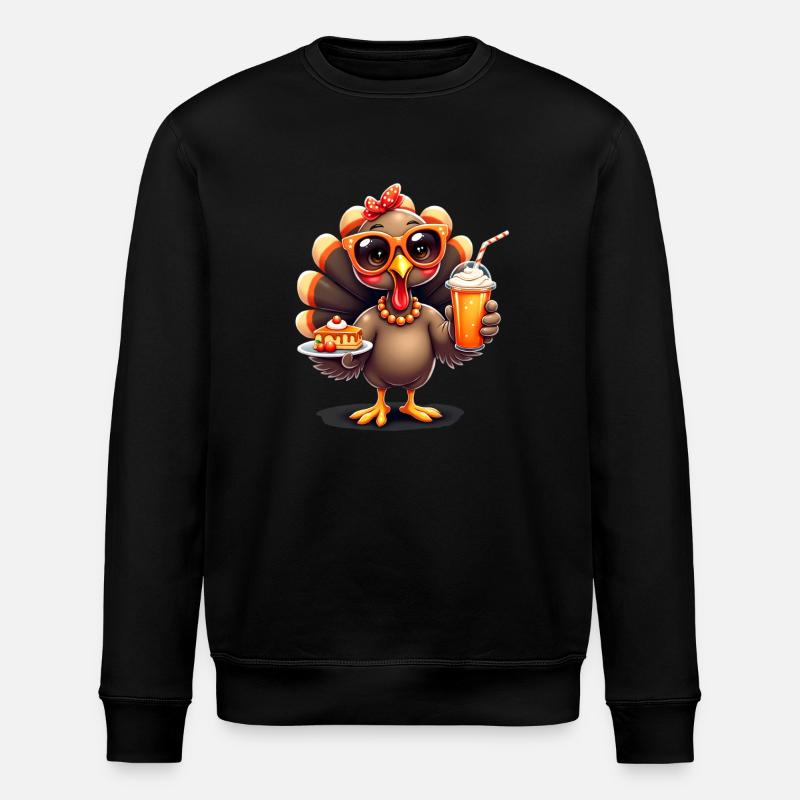 Thanksgiving Turkey with Sunglasses - Stanley/Stella ROLLER Unisex Organic Sweatshirt - black