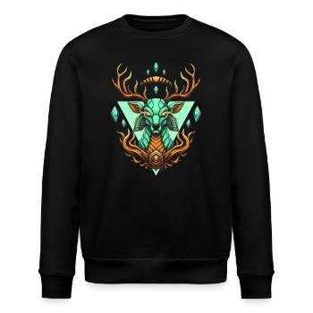 Green Crystal Deer - Stanley/Stella ROLLER Unisex Organic Sweatshirt - black - Front - Nik (191cm)