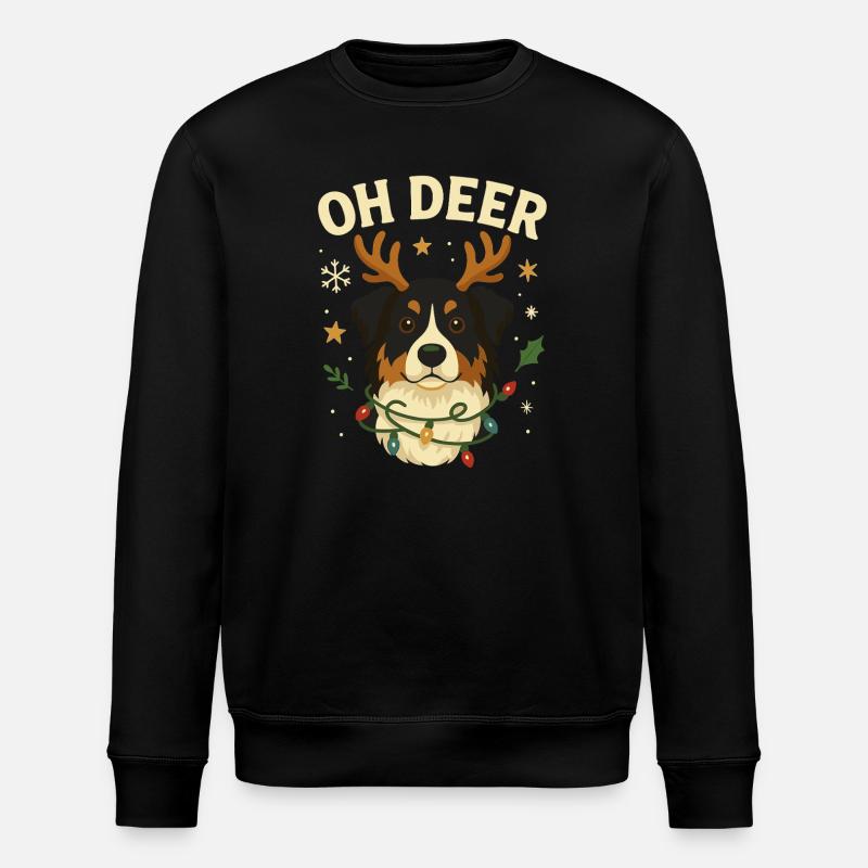 Cute Australian Shepherd Christmas Design - Stanley/Stella ROLLER Unisex Organic Sweatshirt - black